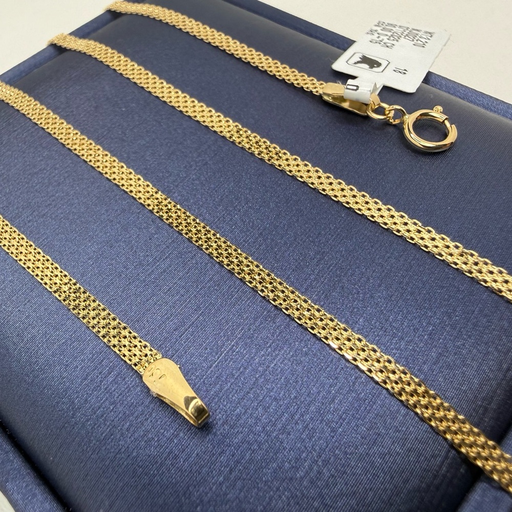 18K Geuine Yellow Gold Bismark Chain Necklace - Picture 3 of 17